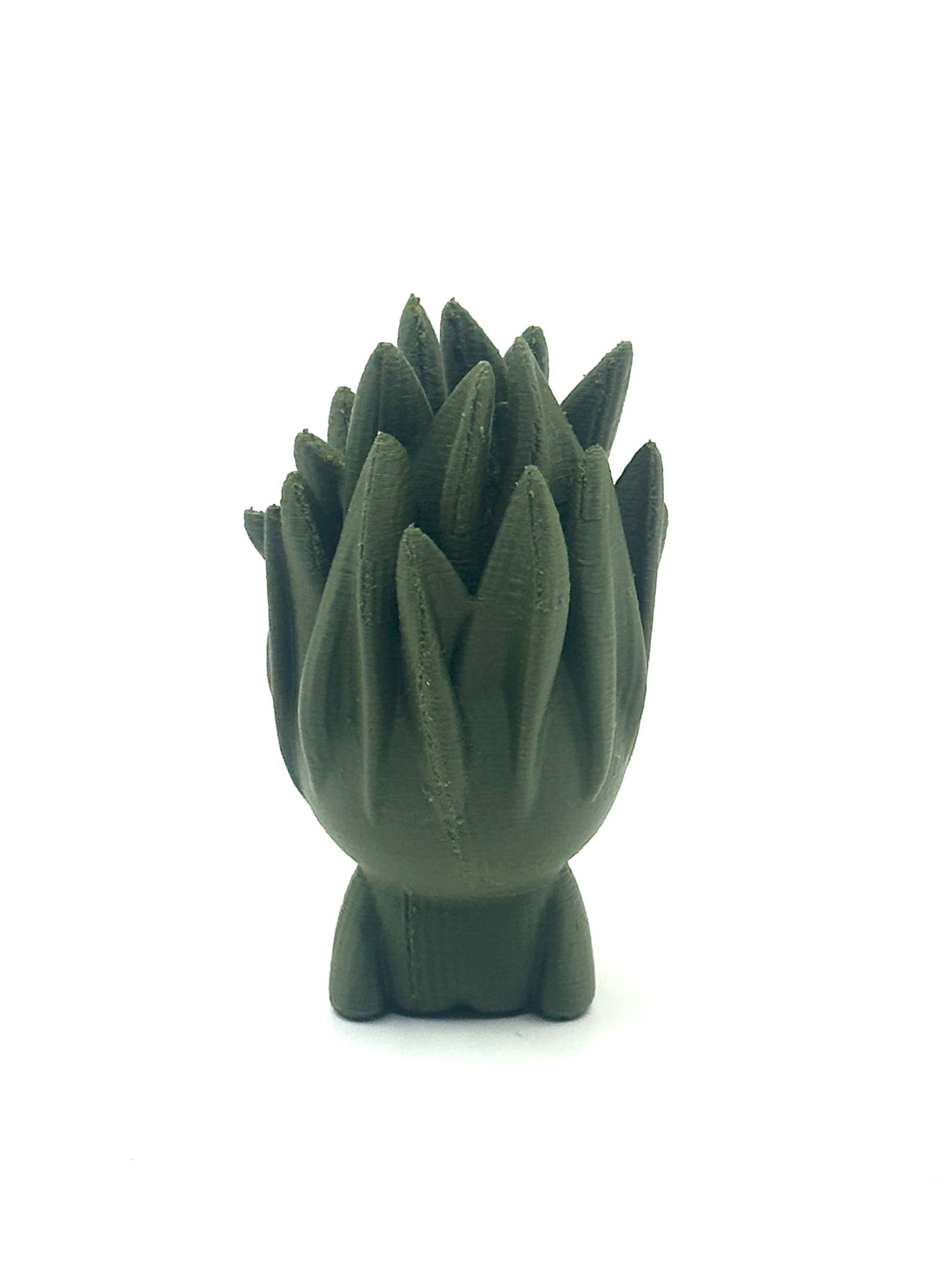 Green 3D Printed Snake Plant on a white background