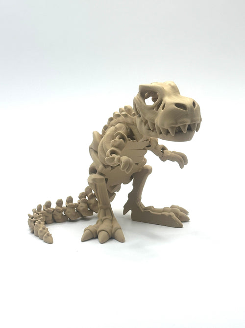 Articulated 3D-printed Skeleton T-Rex in Latte Brown
