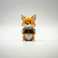 For Fox Sake Fox 3D printed desk buddy holding its sign, front view