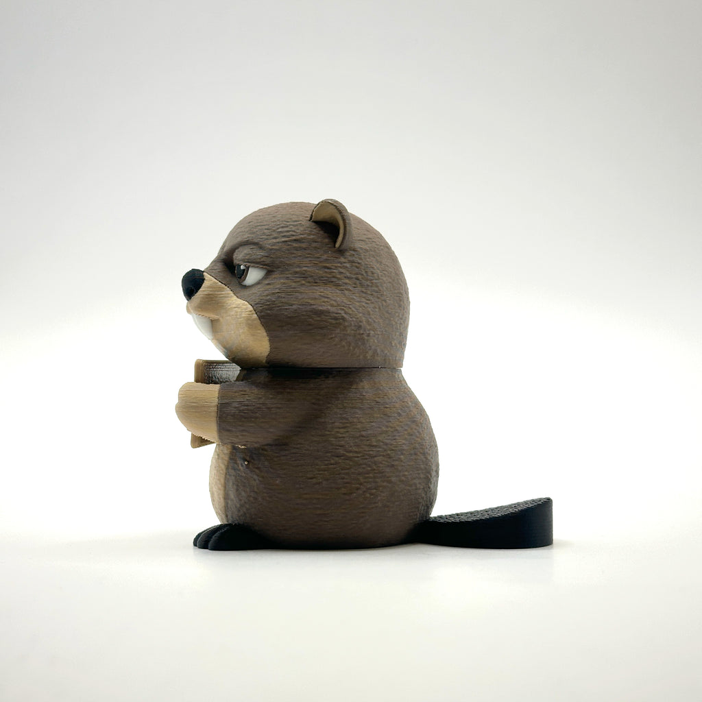 I Don't Give a Dam Beaver 3D printed desk buddy, side view