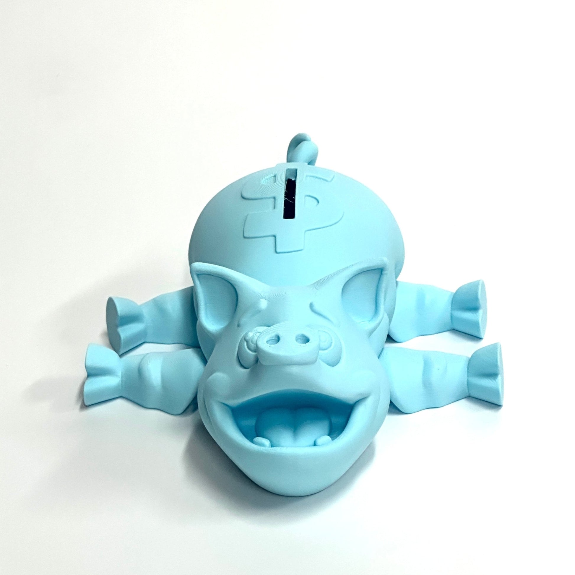 Ice Blue Piggy Bank Laying Down