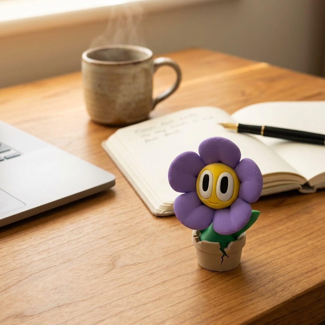 Flower - Desk Buddy desk buddy in a cosy NZ home setting