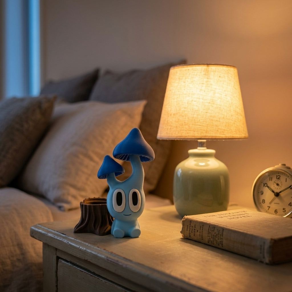 Pinkgill Mushroom desk buddy in a cosy NZ home setting