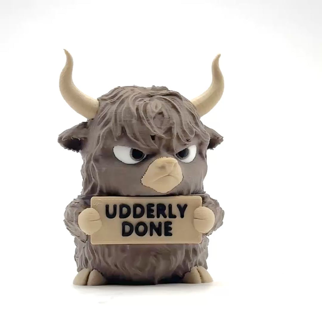 Udderly Done Highland Cow desk buddy — turntable video