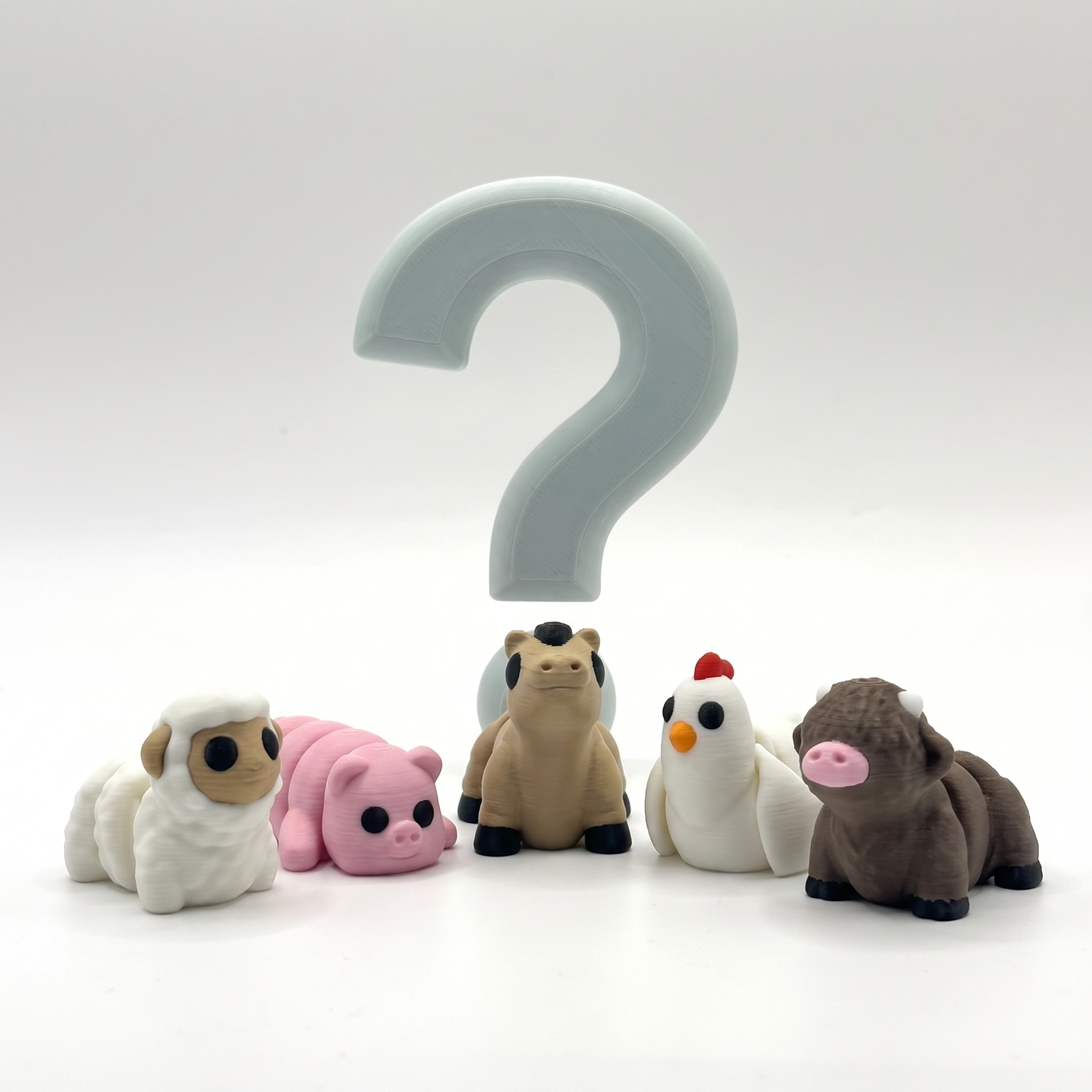 Random Mini surprise pick — example Printed Decor mini figurines with a question mark, your design chosen at random